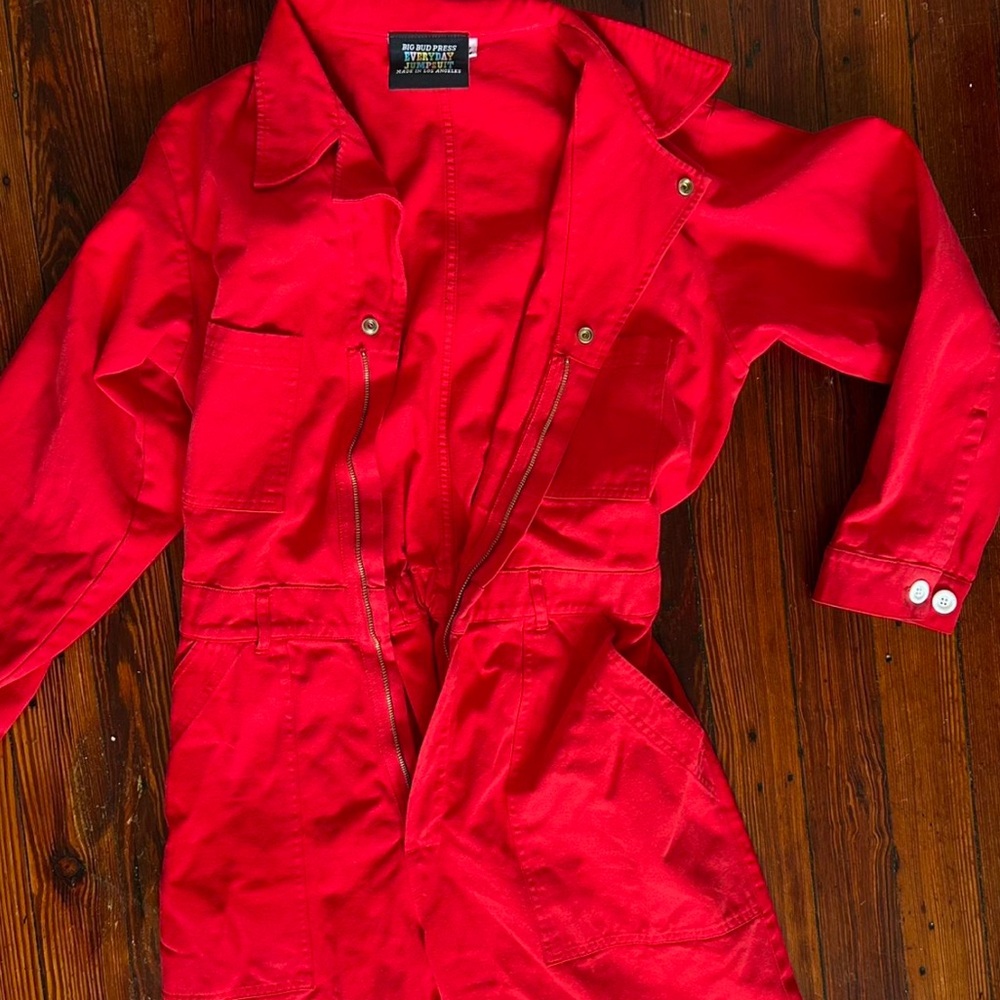 Big Bud Press long sleeved Everyday Jumpsuit in Mustang Red sz L